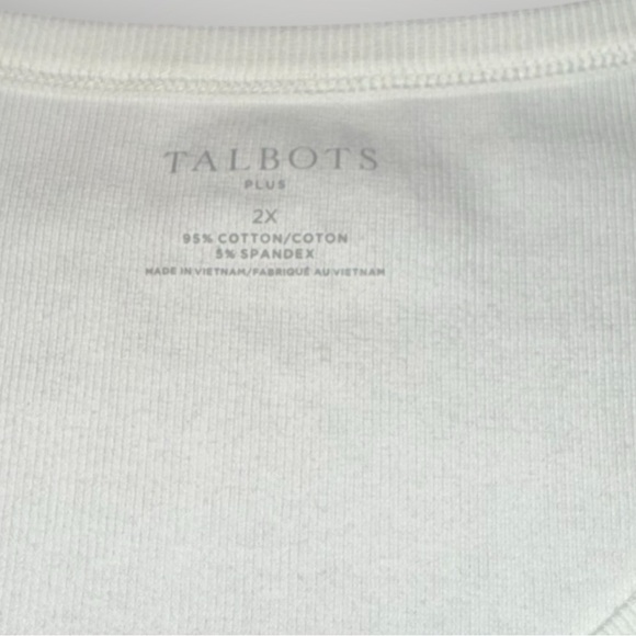 NWT TALBOTS RIBBED SCOOP NECK TEE Plus 2X White - Picture 9 of 14